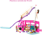 Mattel Barbie Camper dei Sogni Playset HCD46 con Piscina Scivolo e 60 Accessori