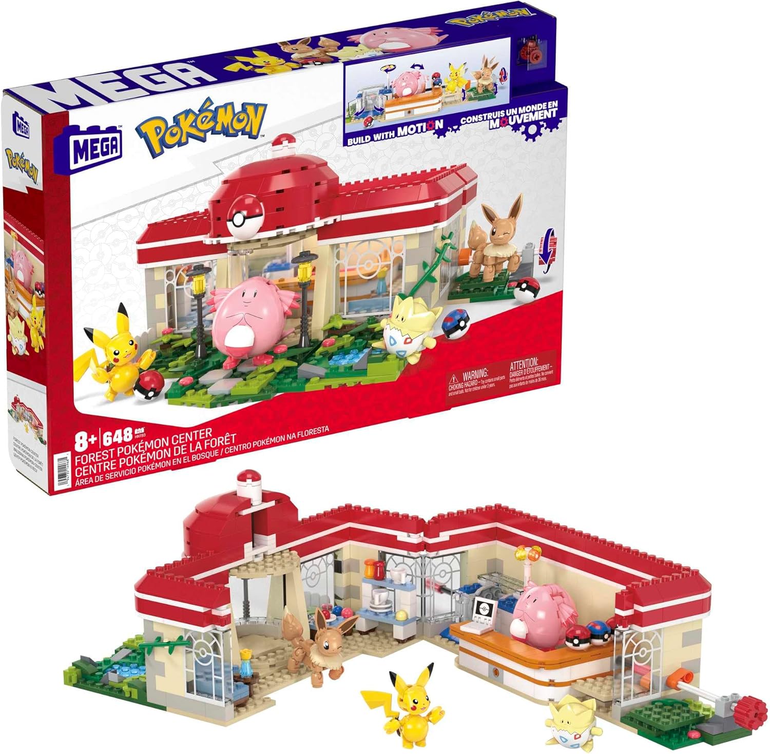 MEGA Pokémon Centro Pokémon HNT93 Set Costruzioni Pikachu, Eevee Chansey Togepi