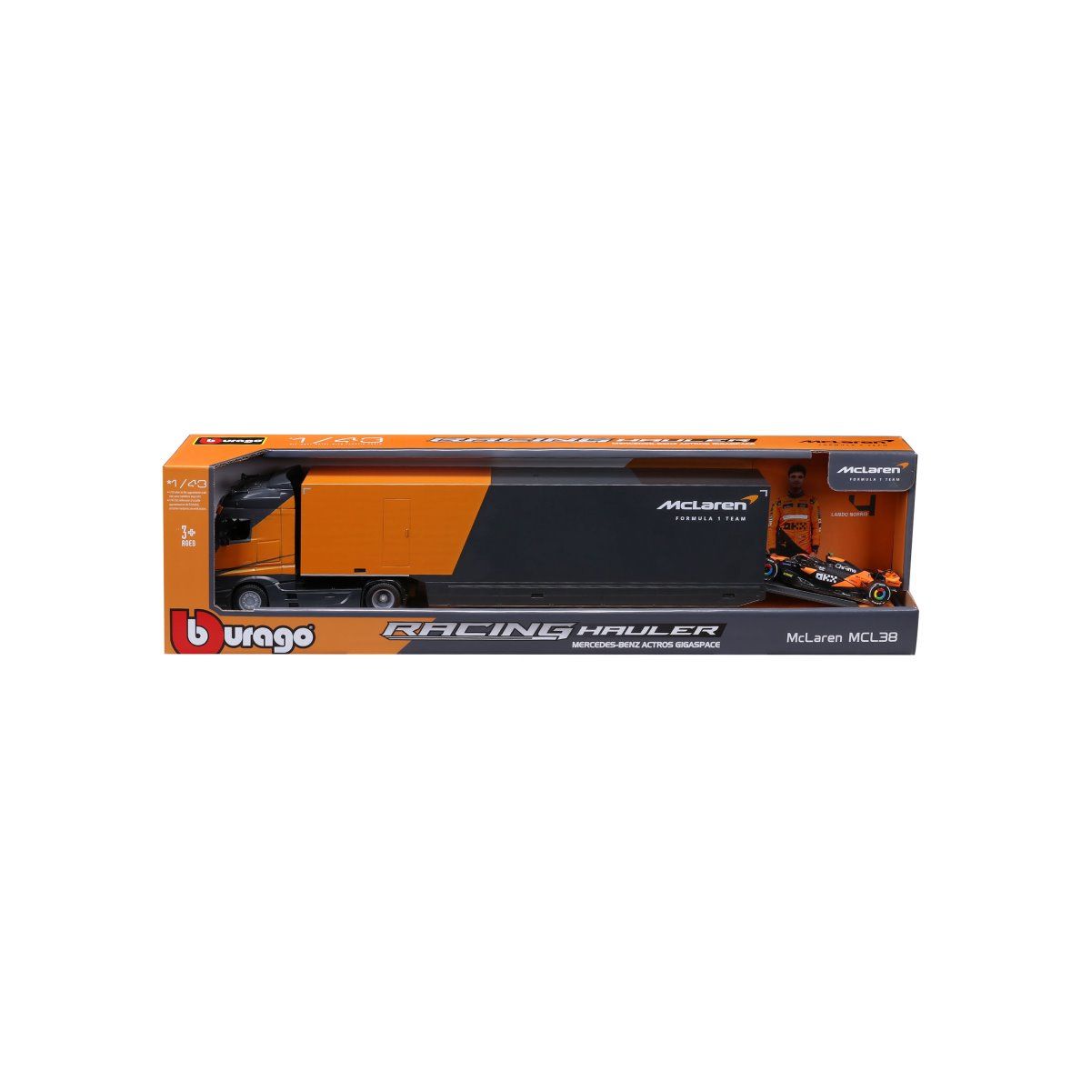 *18-38401 Bburago Bburago McLaren Semi Truck + MCL38 #4 Norris 1:43 F1 2024