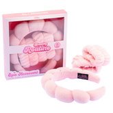 Beauty Routine Set Skincare Spa Cerchietto + Polsini Assorbenti Rosa per Pulizia