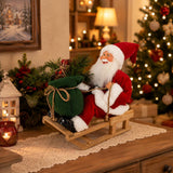 Babbo Natale su Slitta in Legno con Sacco dei Regali 38 cm Decorazione Natalizia