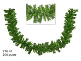 Ghirlanda Natalizia Verde 2,70 m 200 Punte Festone Decorativo Folto per Camino