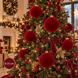 Palla di Natale 25 cm Floccata Bordeaux Maxi Decorazione