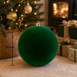 Palla di Natale 25 cm Floccata Verde Decorazione Maxi