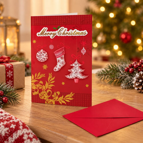 1 Biglietto di Auguri 3D Natalizio 14 x 21,5 cm 4 Assortimenti Modello Casuale