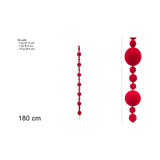 DB26Q014 Ghirlanda Natalizia 180 cm con 28 Palle in Velluto Rosso