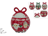 Barattolo Palla Natalizia in Ceramica 23 cm Babbo e Nonna Natale Modello Casuale