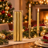 XNA11002261 Set 3 Candele Lisce Oro 25 cm Candele Decorative Natalizie