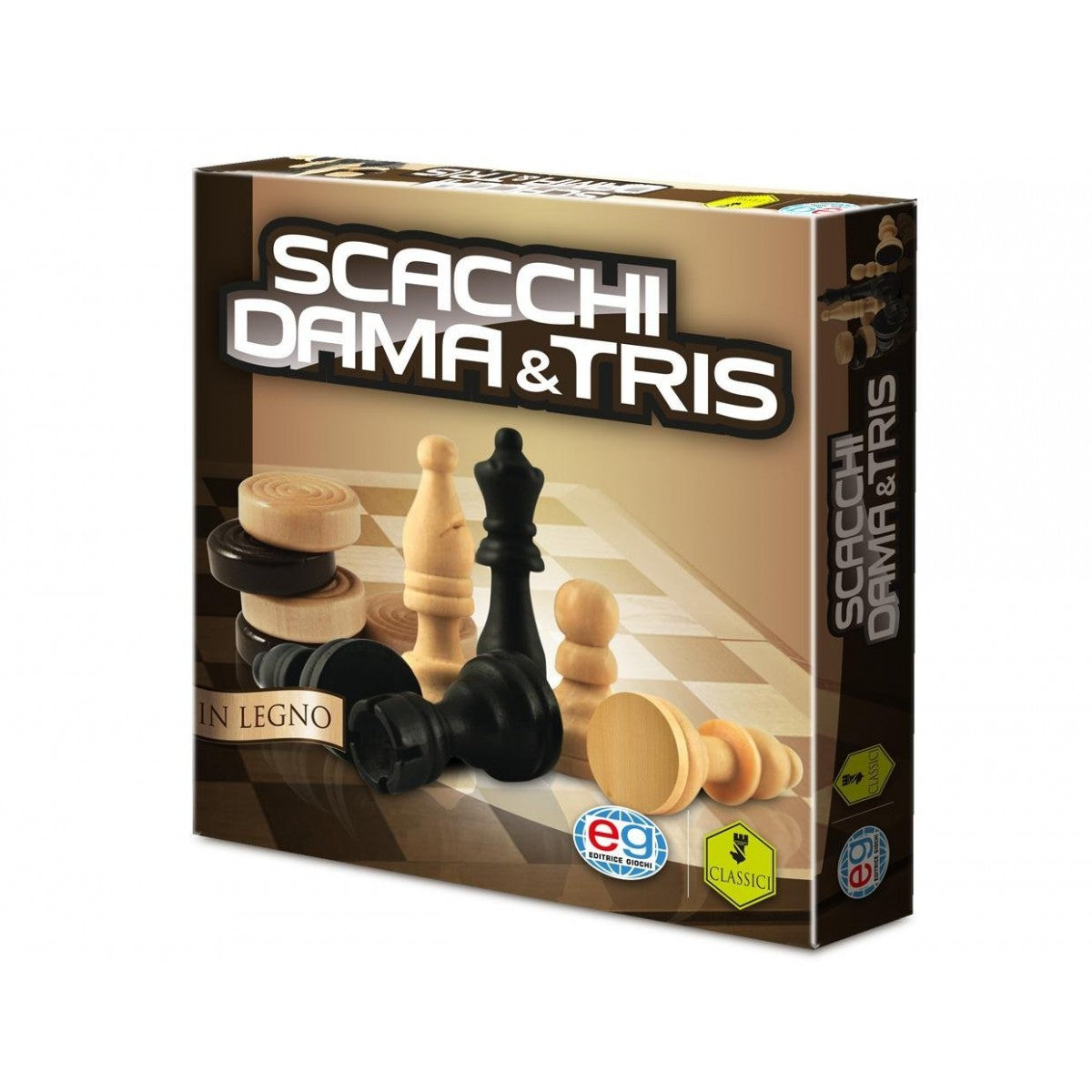 6037172 EG classici Dama, Scacchi & Tris in legno