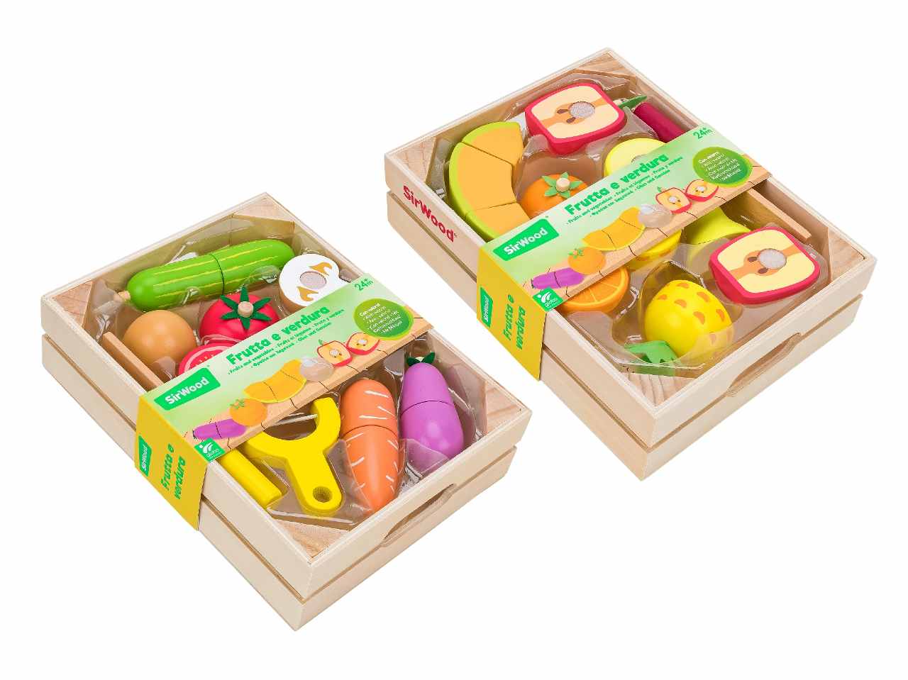 40877 GLOBO- FRUTTA E VERDURA CON VELCRO,CASSETTINA IN LEGNO-MODELLO CASUALE