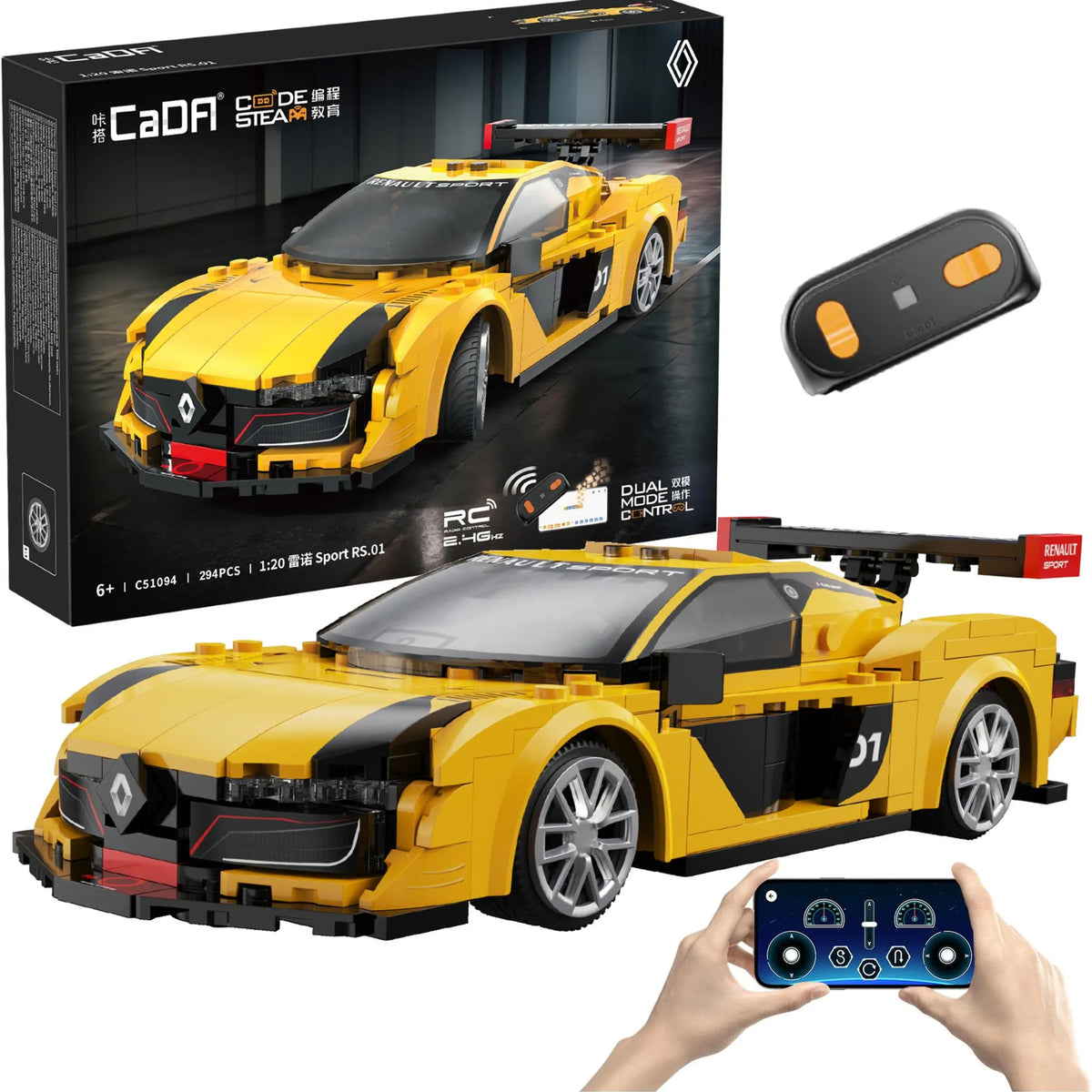 C51094W  CaDA Renault Sport RS.01 Auto RC da Costruire 294 Pezzi Scala 1:20