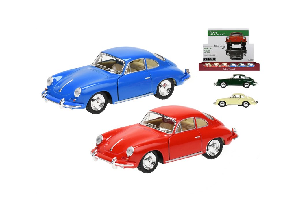 Miniatura Porsche 356B Carrera 2 Kinsmart 1/32 Metal E Fricção Azul - Carrinhos E Cia - Magazine - Foto 3