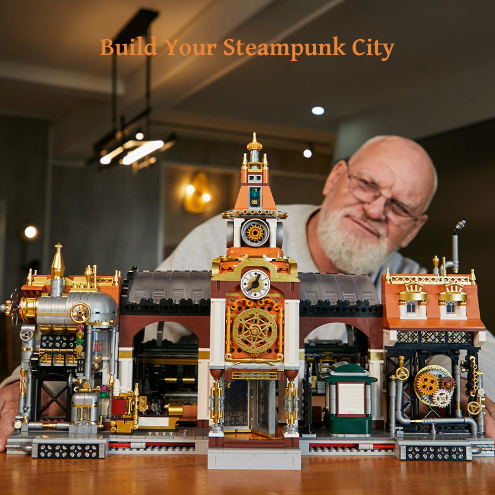 PANTASY set di mattoncini collezione SteamPunk : Steampunk Train Station