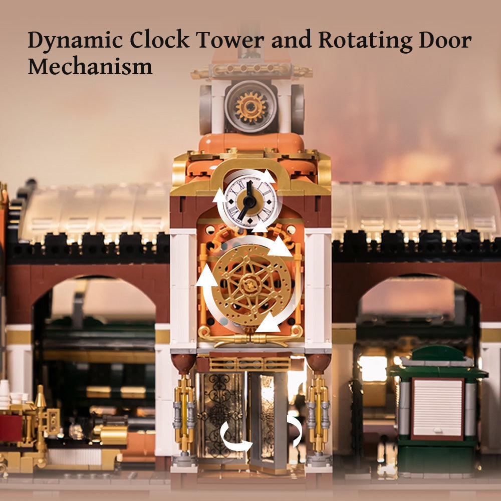 PANTASY set di mattoncini collezione SteamPunk : Steampunk Train Station