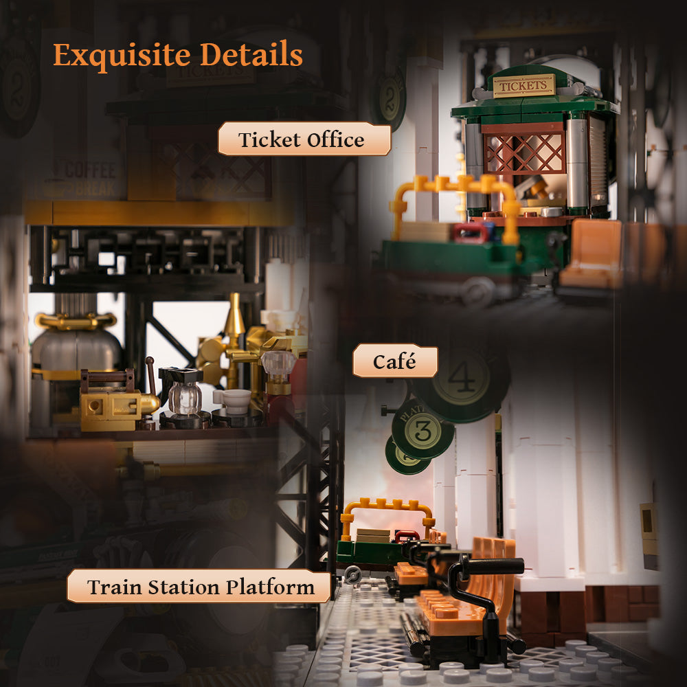 PANTASY set di mattoncini collezione SteamPunk : Steampunk Train Station
