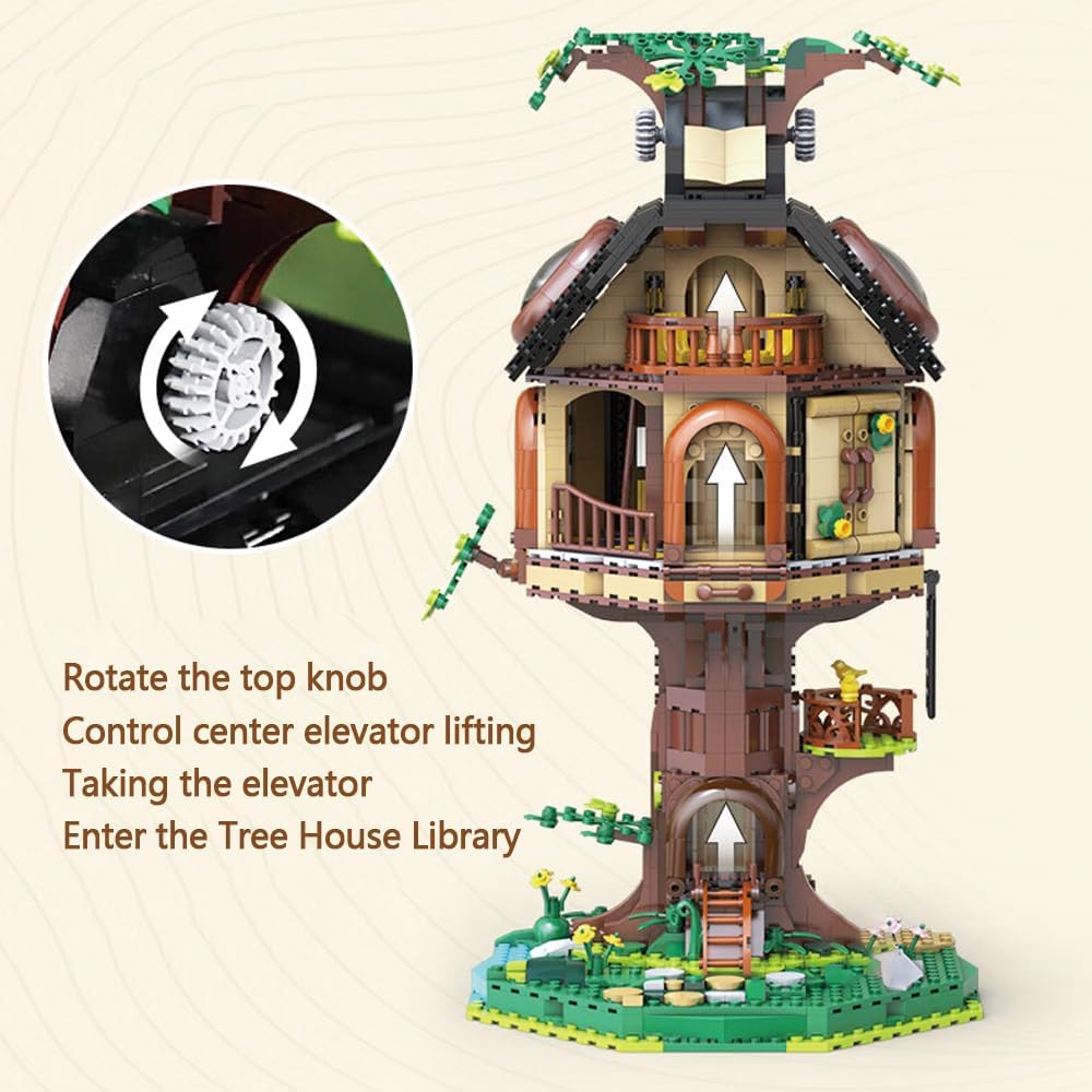 CaDA C66013W Tree House Library  Casa sull'Albero con Biblioteca e Luci LED USB