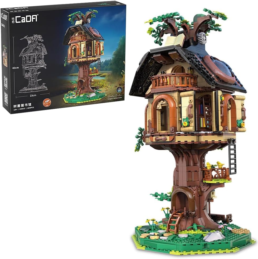 CaDA C66013W Tree House Library  Casa sull'Albero con Biblioteca e Luci LED USB