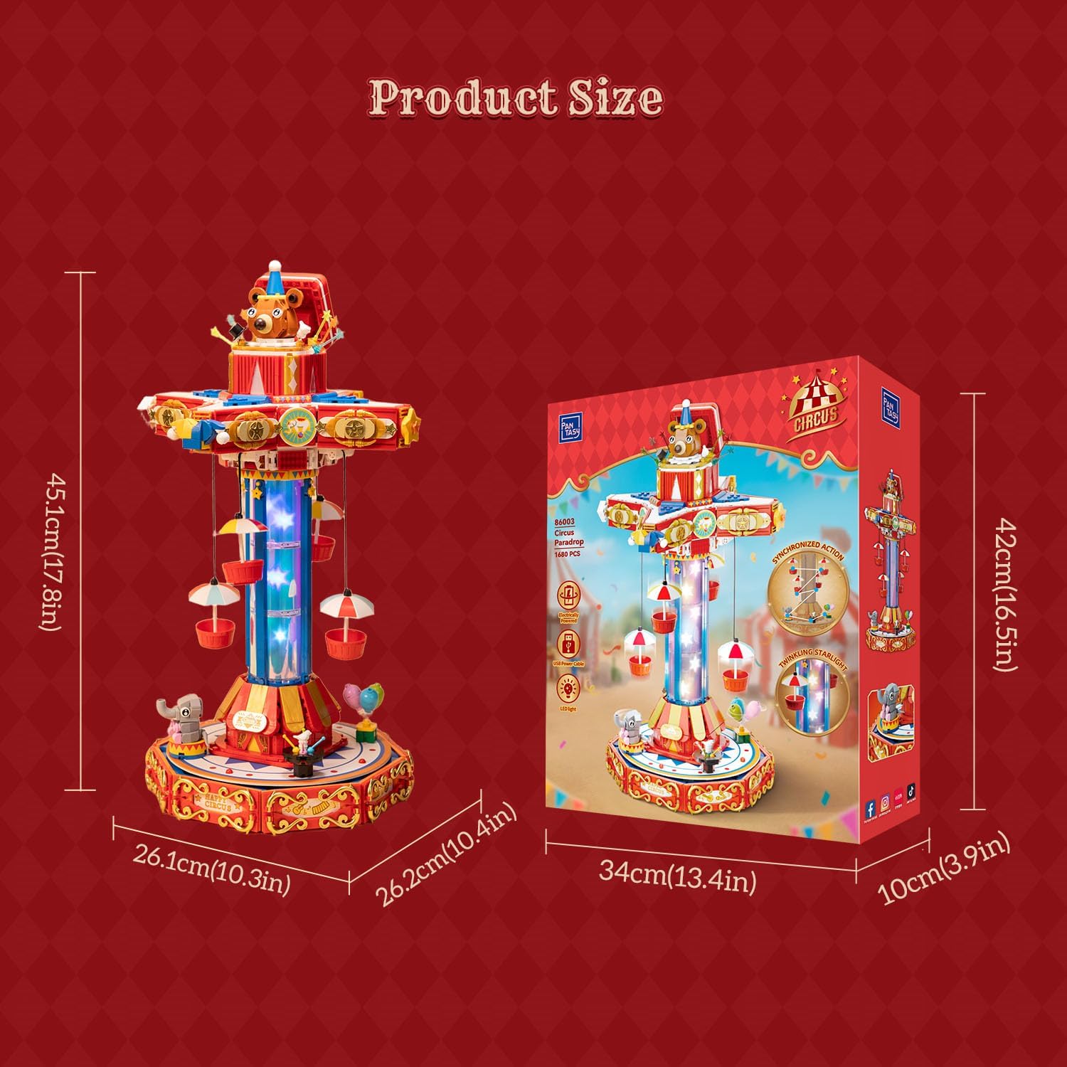 86003 PANTASY set di mattoncini collezione Retrò: Giostra Paracadute del Circo