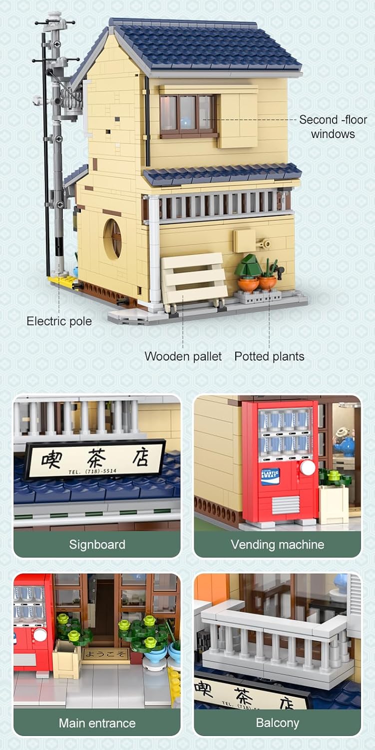 C66010W CaDA Japanese Tea Shop  Set Costruzioni Machiya Giapponese con Luci USB