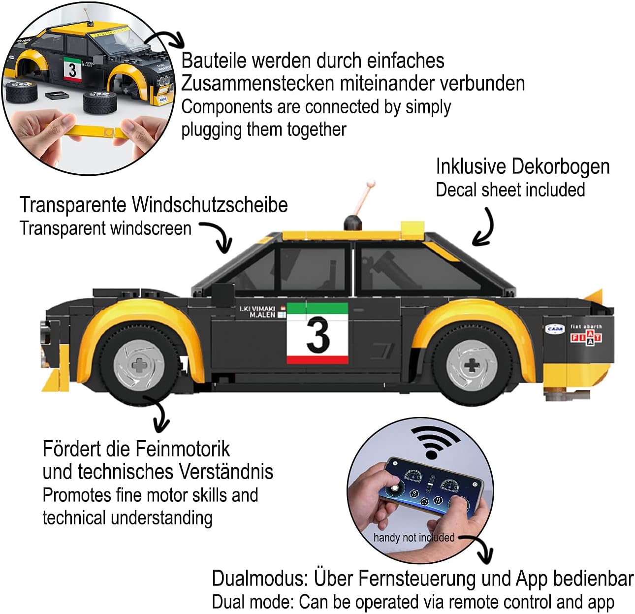 C51092W CaDA RC Fiat Abarth 131 1:20  Auto da Rally Radiocomandata da Costruire