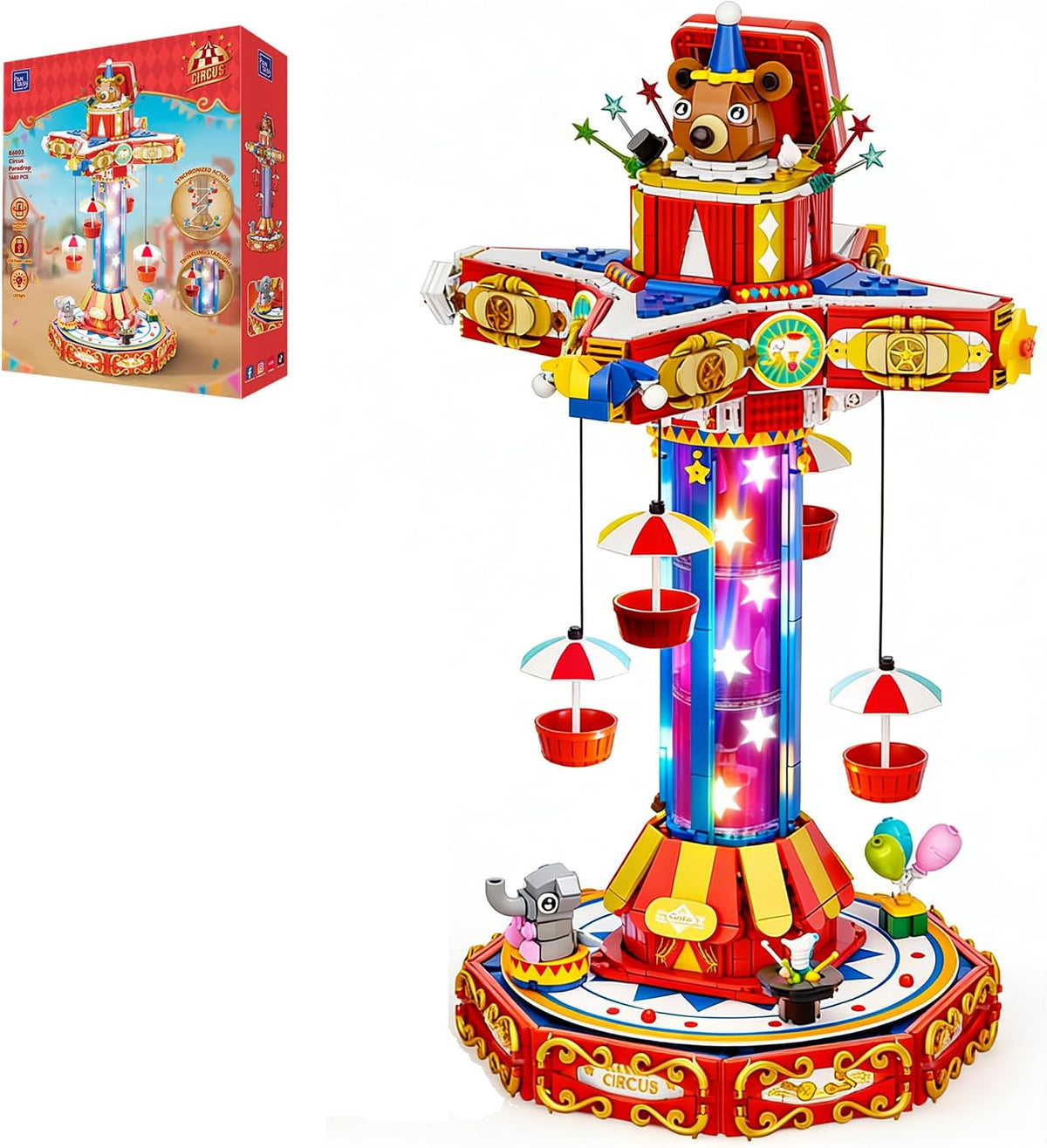 86003 PANTASY set di mattoncini collezione Retrò: Giostra Paracadute del Circo