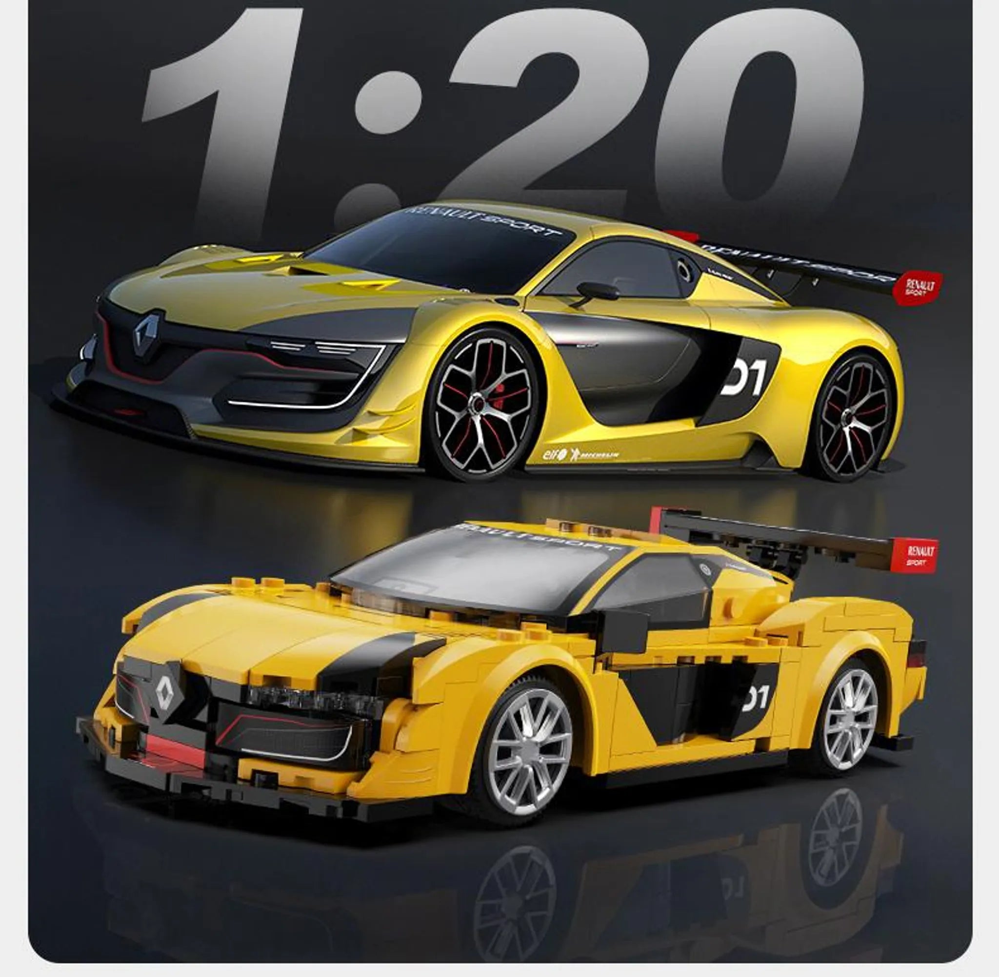 C51094W  CaDA Renault Sport RS.01 Auto RC da Costruire 294 Pezzi Scala 1:20