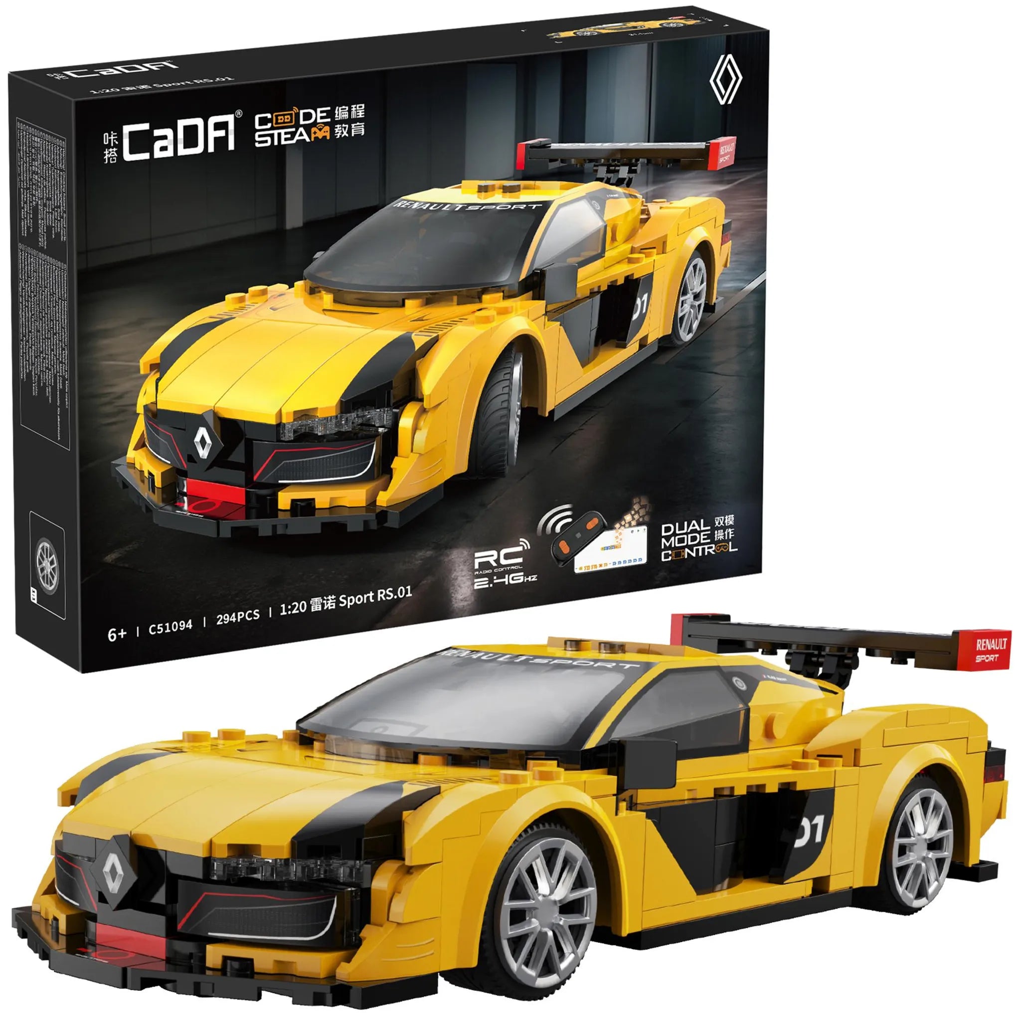C51094W  CaDA Renault Sport RS.01 Auto RC da Costruire 294 Pezzi Scala 1:20