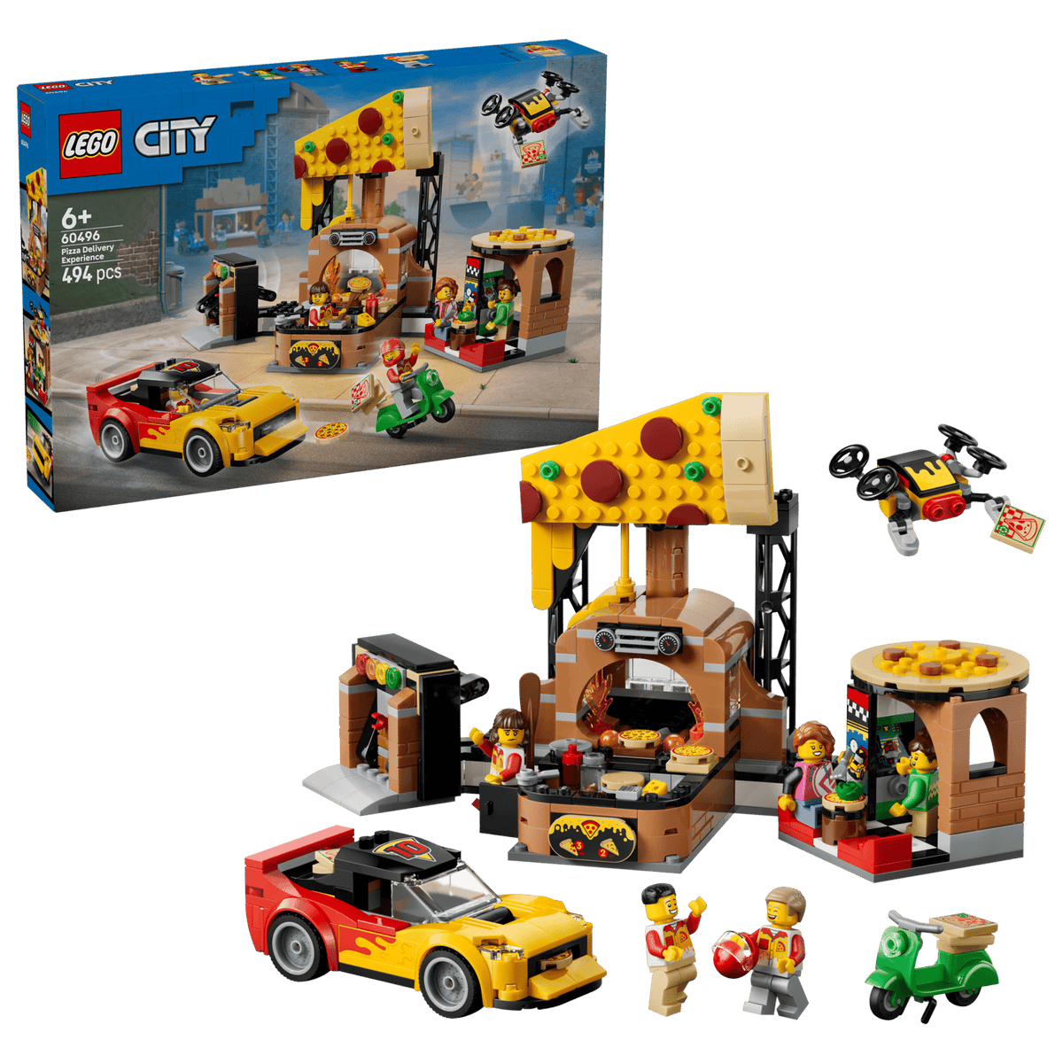 60496 Lego City Centro di consegna pizze con veicoli