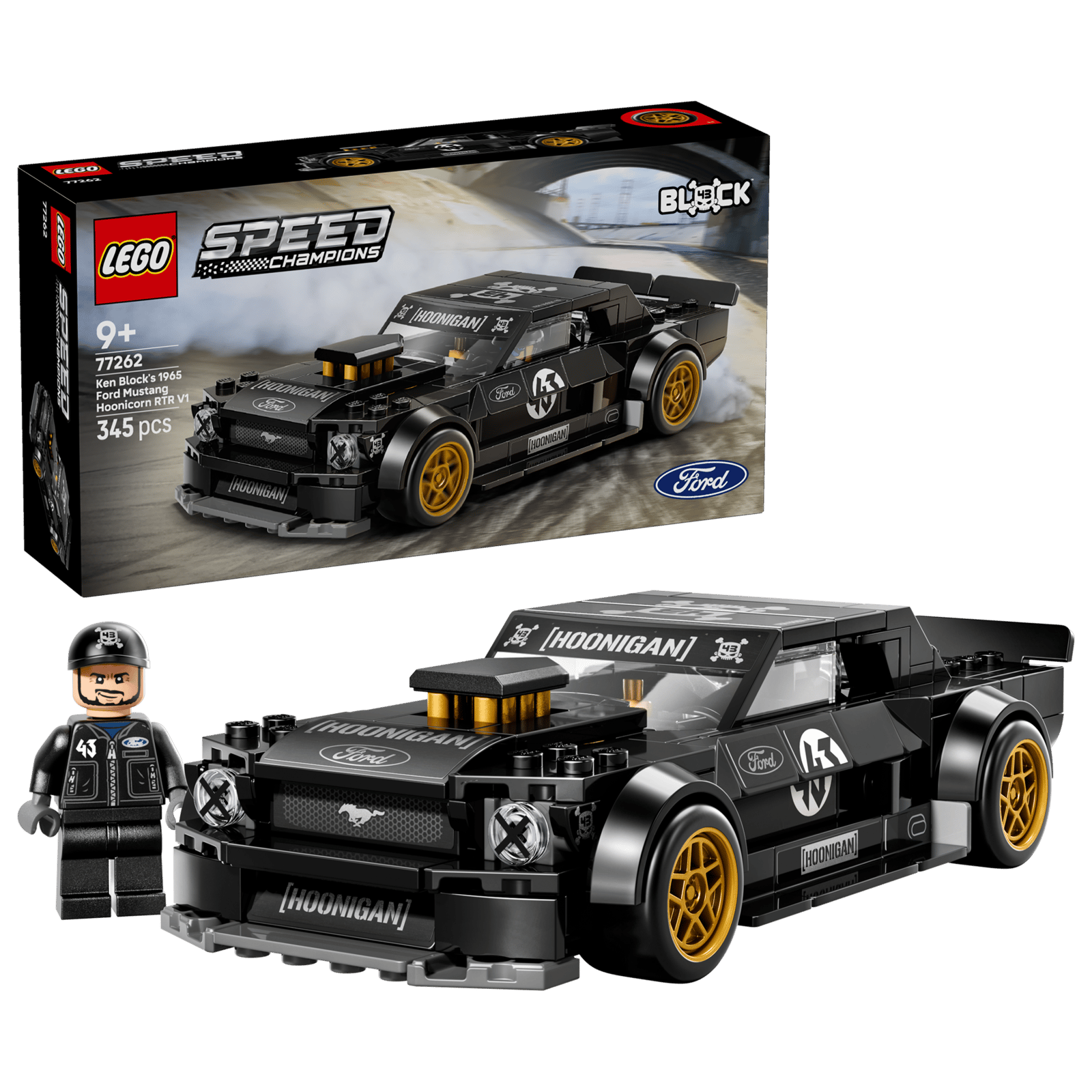 77262 Lego Speed Champions Ford Mustang ’65 Hoonicorn V1 di Ken Block