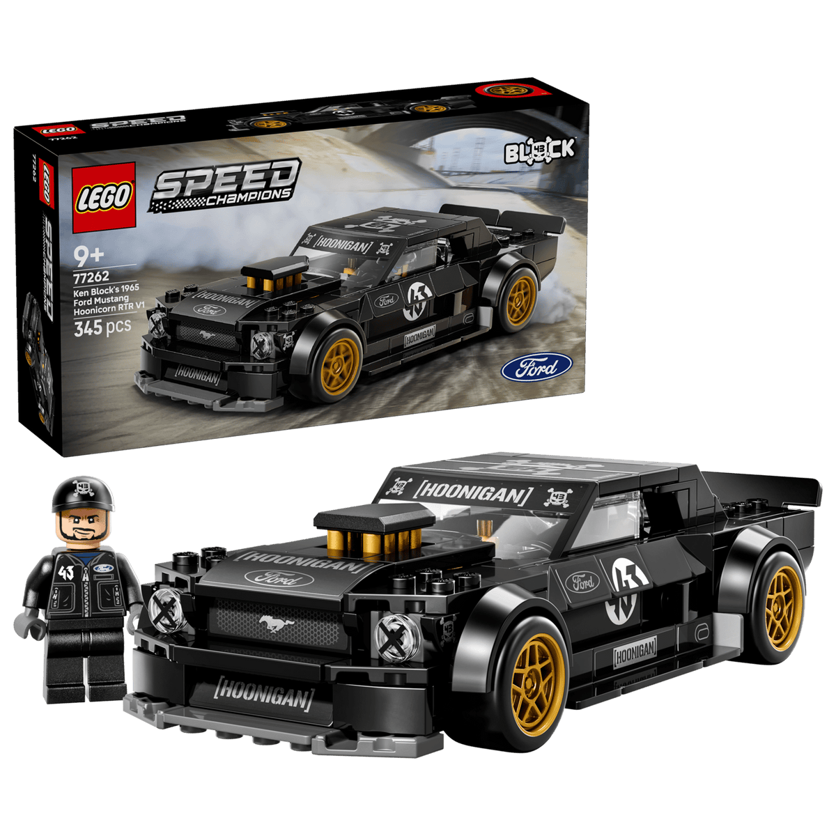 77262 Lego Speed Champions Ford Mustang ’65 Hoonicorn V1 di Ken Block