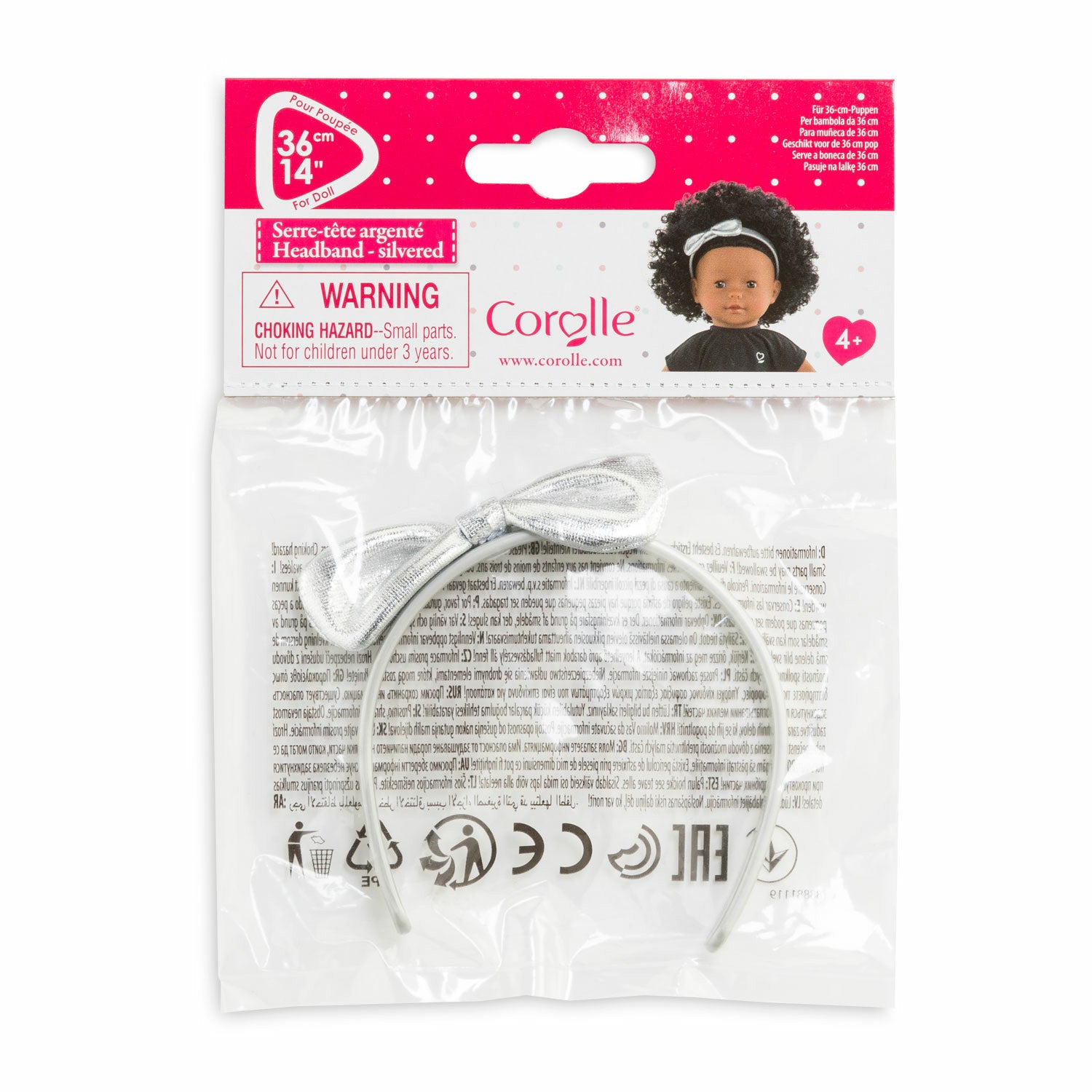 Corolle  Cerchietto con Fiocco Argentato MC per Bambole 36 cm  Accessorio