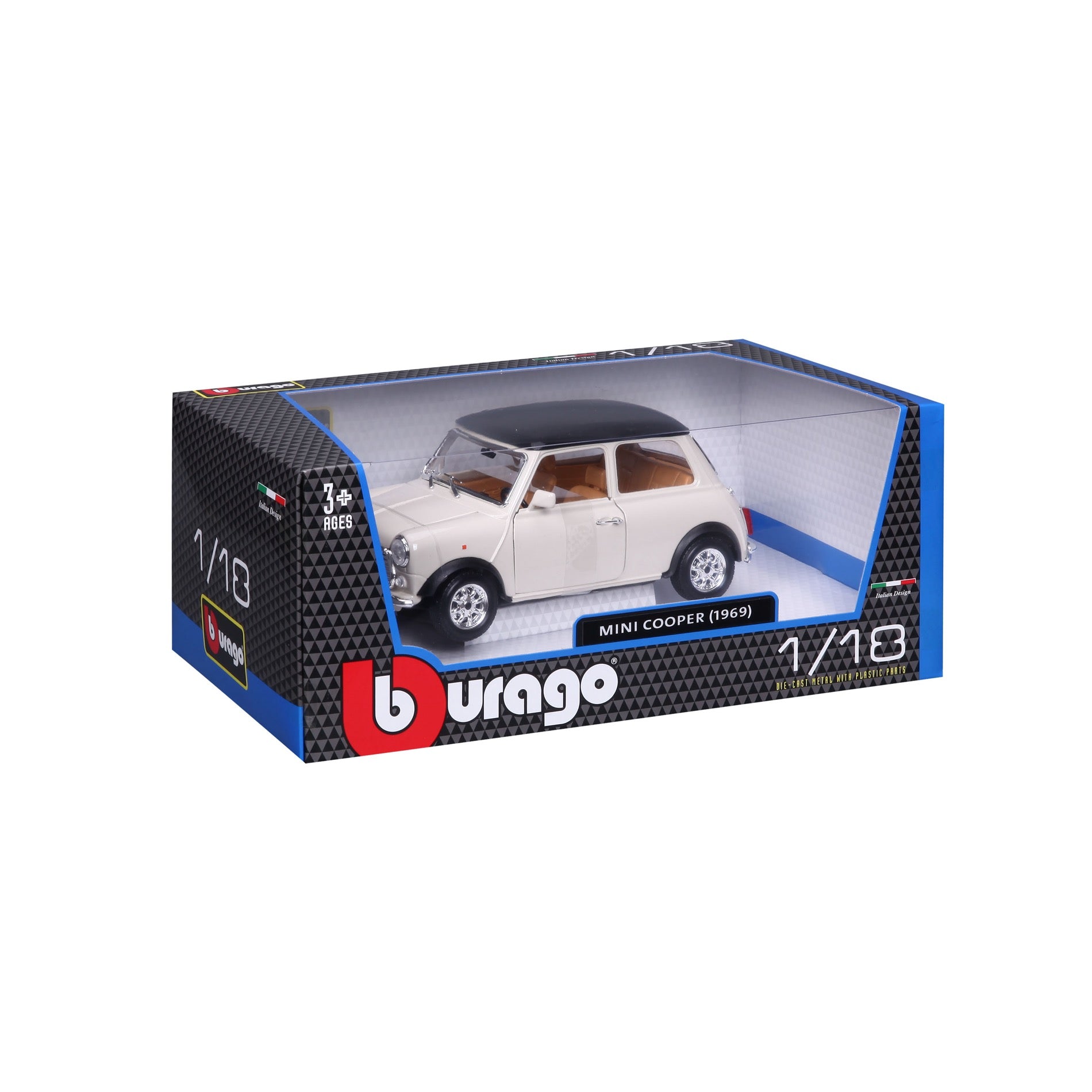18-12036 Bburago - MINI COOPER (1969) Beige/Black - 1:18