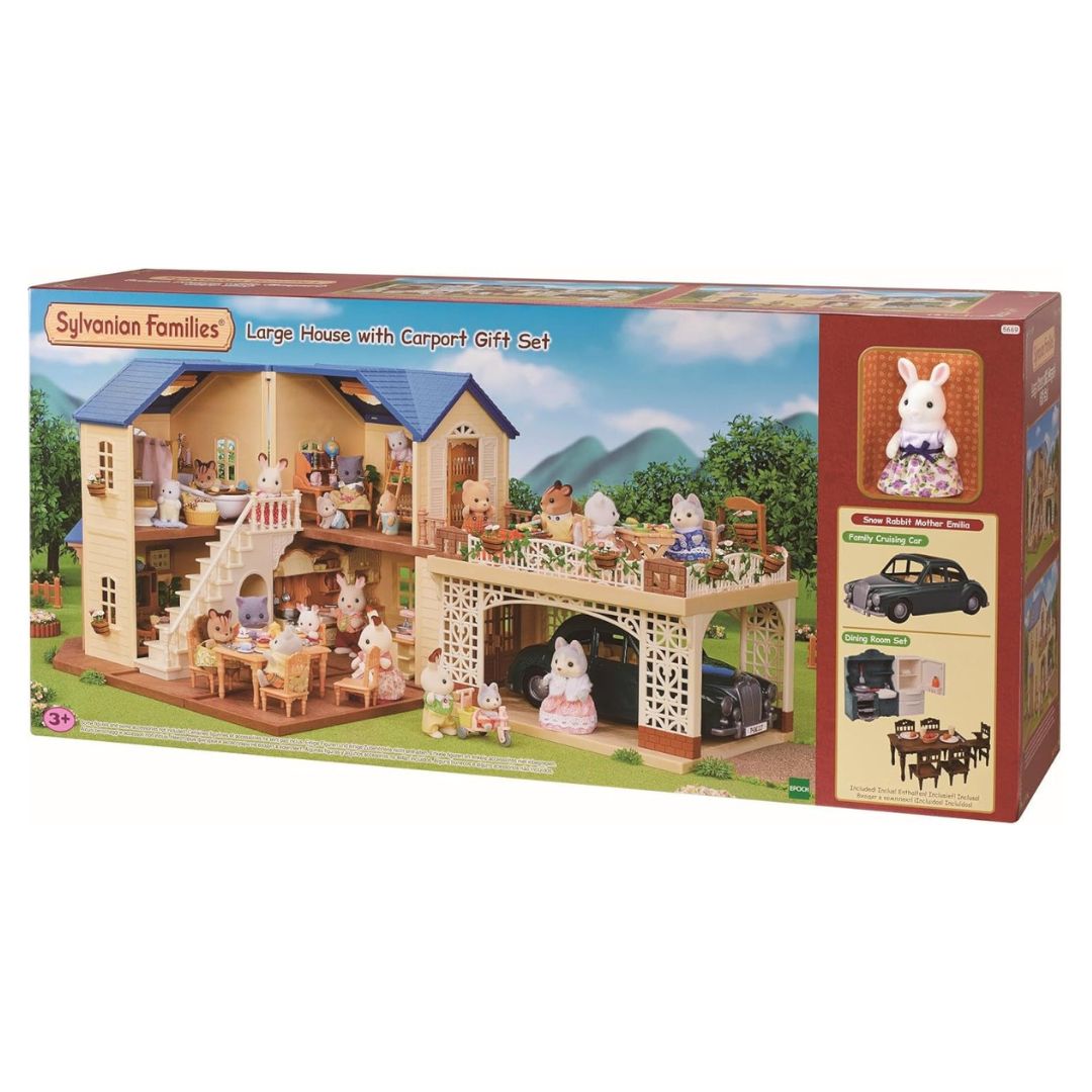 5669 Sylvanian Families - Casa Grande dal tetto azzurro  con posto auto Gift Set