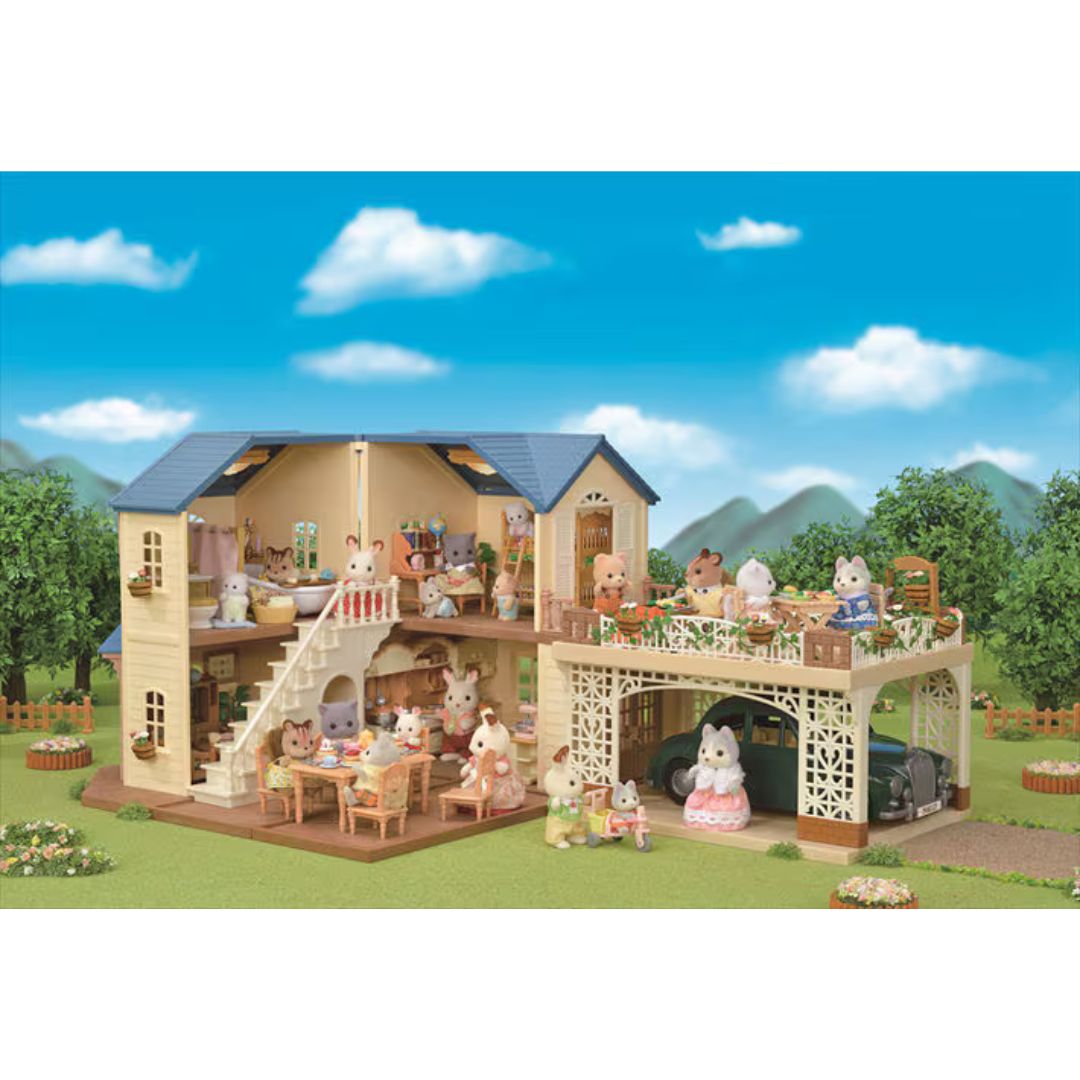 5669 Sylvanian Families - Casa Grande dal tetto azzurro  con posto auto Gift Set