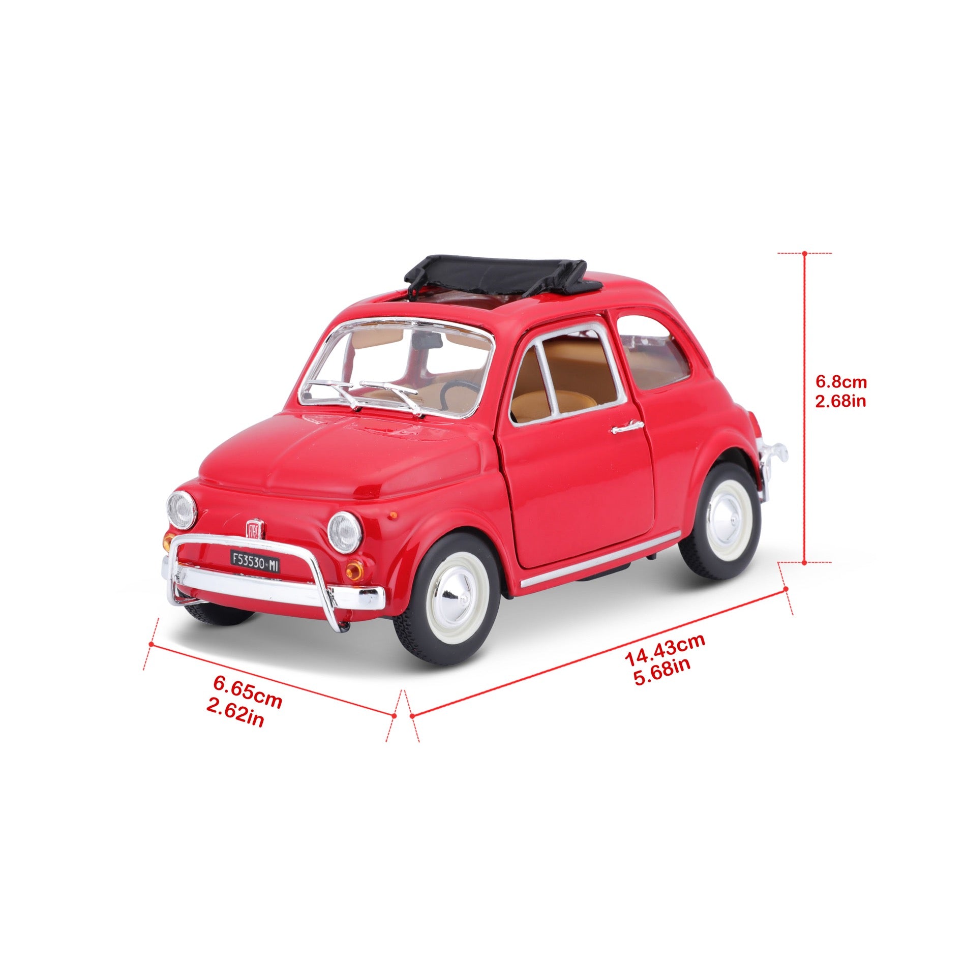 * 18-22099 Bburago - FIAT 500L (1968), rosso - Scala 1:24