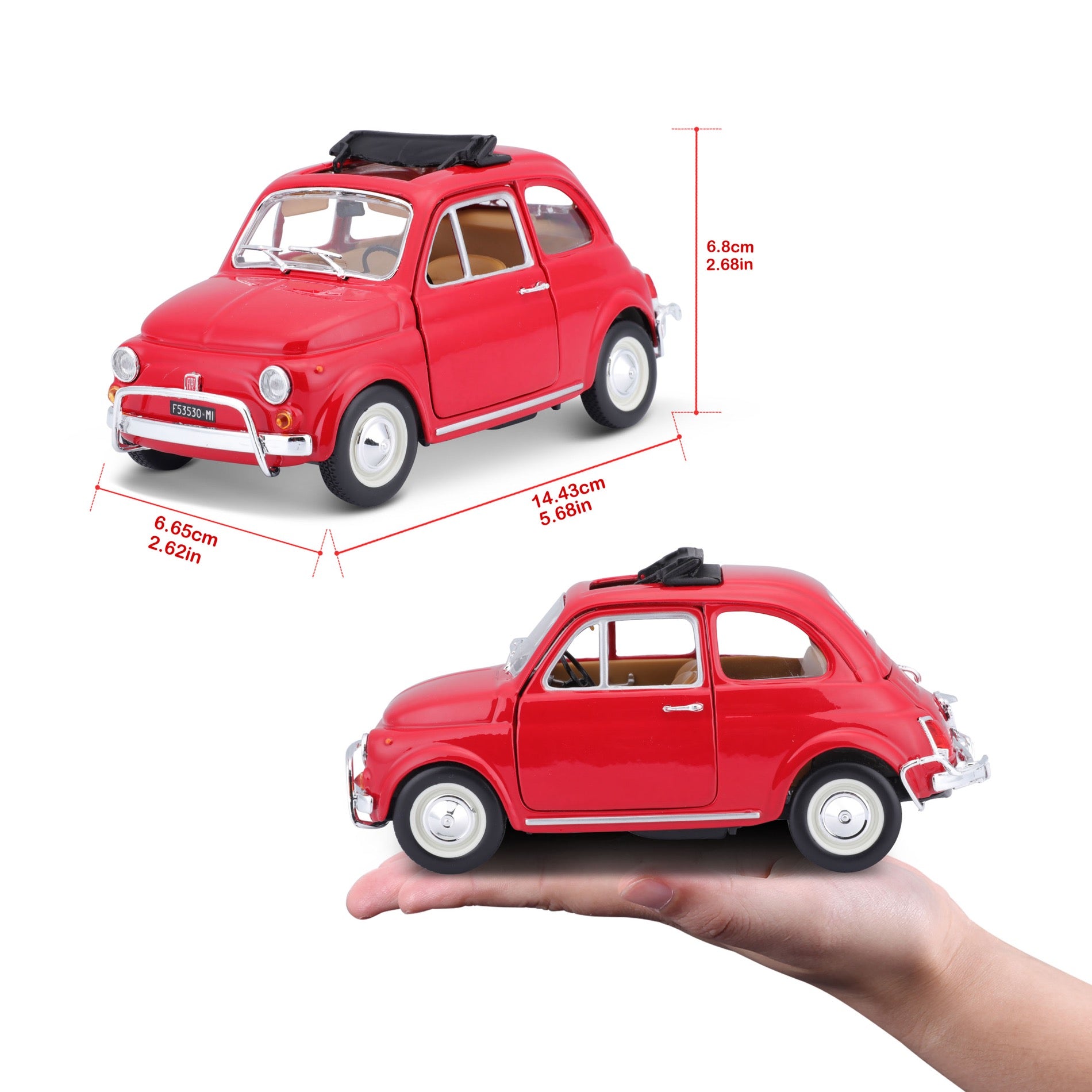 * 18-22099 Bburago - FIAT 500L (1968), rosso - Scala 1:24