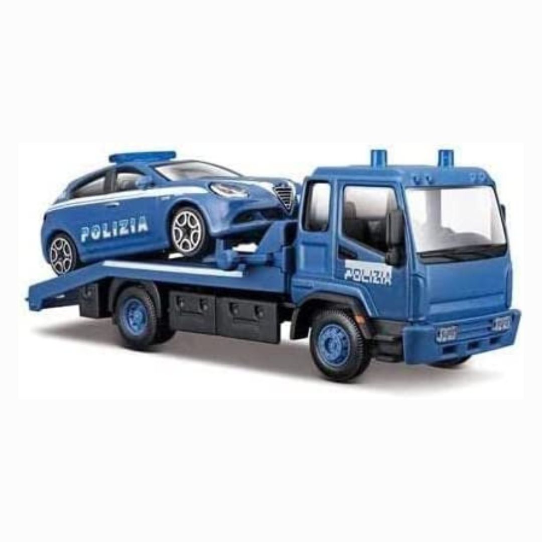 18-31425 Bburago - Carro attrezzi Polizia + auto - Scala 1:43