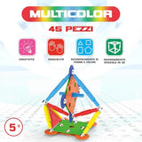 DIP76753 Dynit -Supermag Multicolor 45 Pezzi Costruzioni Magnetiche Educative 5+