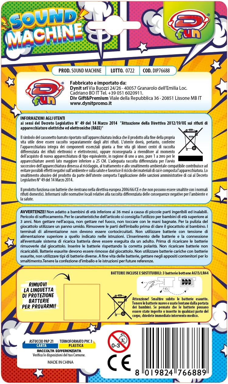 DIP76688 Dynit-Sound Machine  Gioco con Effetti Sonori Divertenti  Color casual