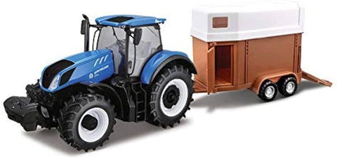 18-44069 Bburago Farmland - New Holland, trattore con rimorchio - Scala 1:32