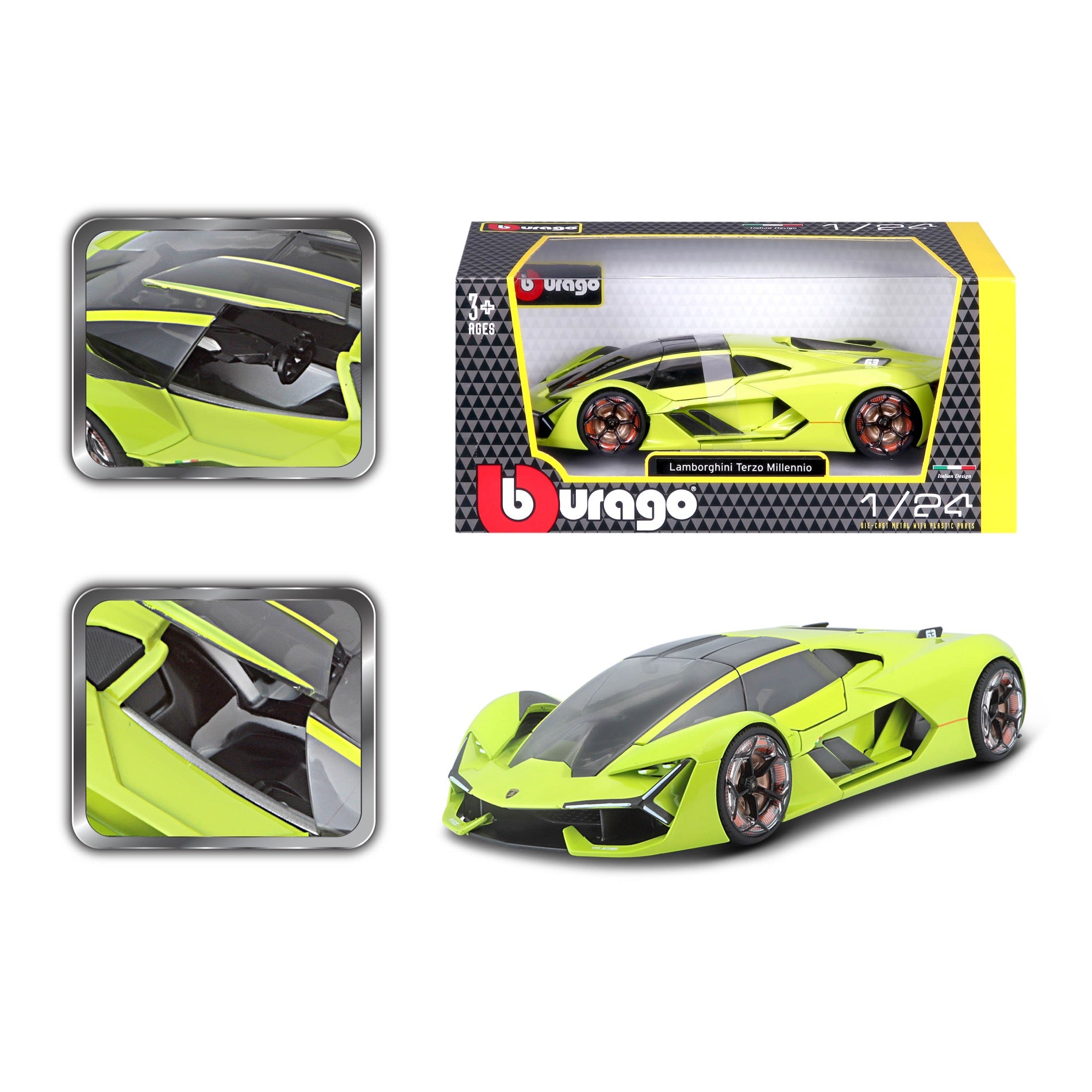 18-21094 - Bburago LAMBORGHINI TERZO MILLENNIO - 1:24 Verde e Grigia scuro