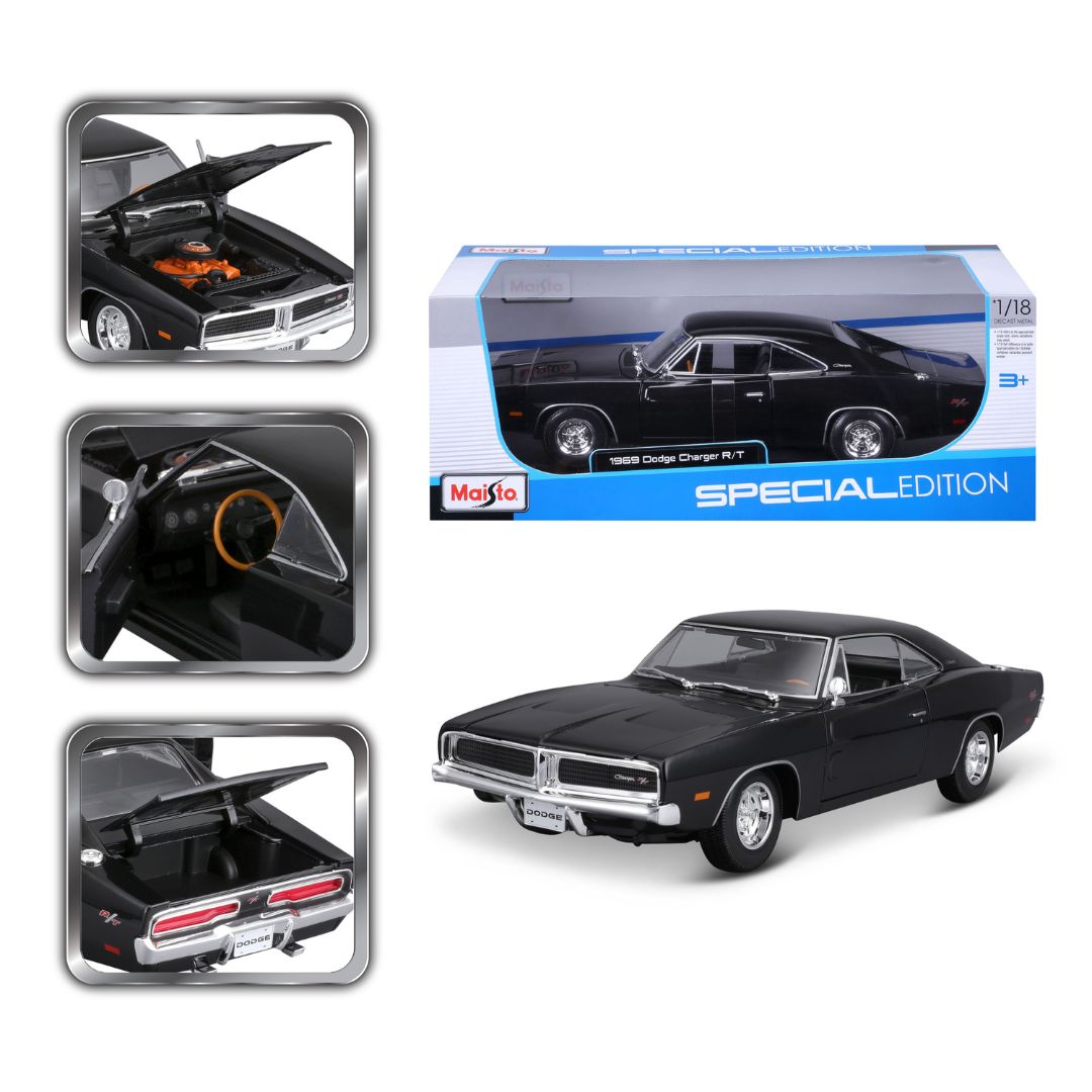 31387 BK Bburago Maisto - Dodge Charger R/T (1969), nera - 1:18