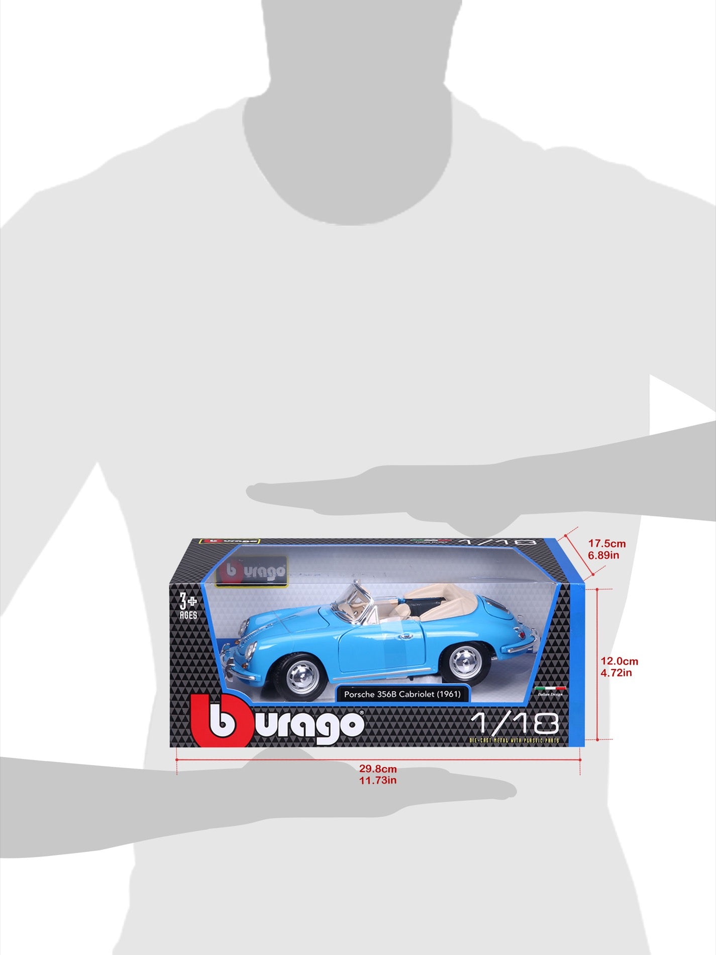 18-12025 Bburago - Porsche 356B Cabriolet (1961) blu - 1:18