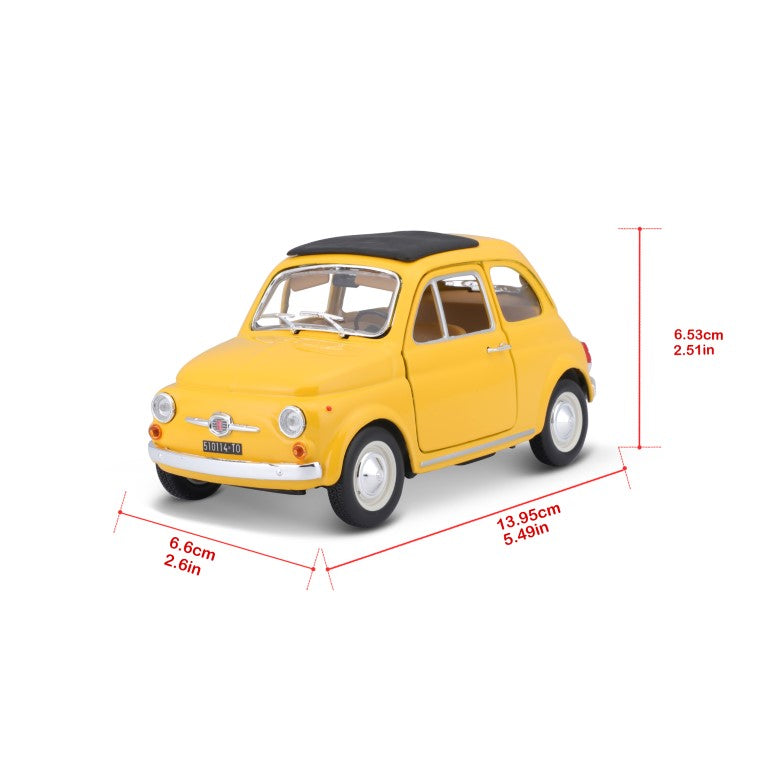 18-22098 Bburago - Fiat 500F (1965), gialla - Scala 1:24