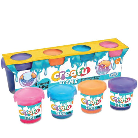 45701 Creatù - Slime - 4 vasetti da 80 gr
