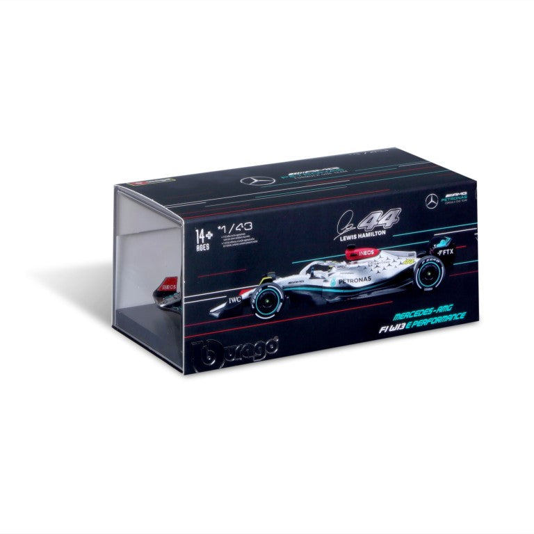 18-38066 #44 Hamilton - Bburago - 1:43 RACE - MERCEDES F1 W13 E-P con casco