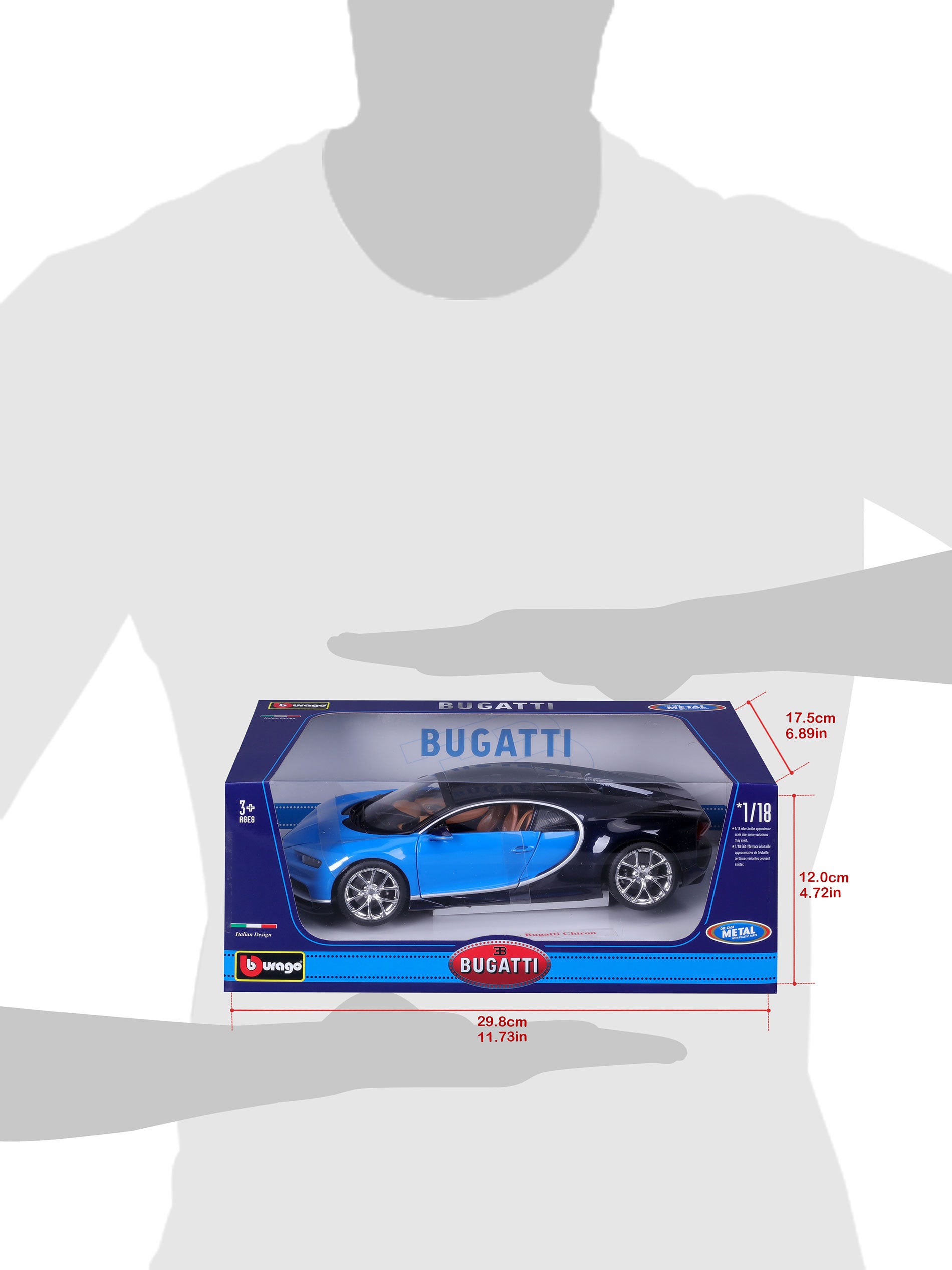 18-11040 BU - Bburago - 1:18 - Bugatti Chiron - Blu met. intenso/Azzurro