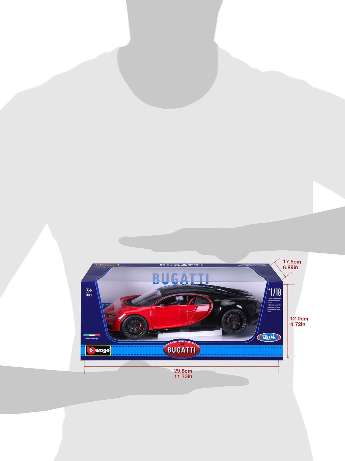 18-11044 RD - Bburago - 1:18 - Bugatti Chiron Sport - Nera/Rossa