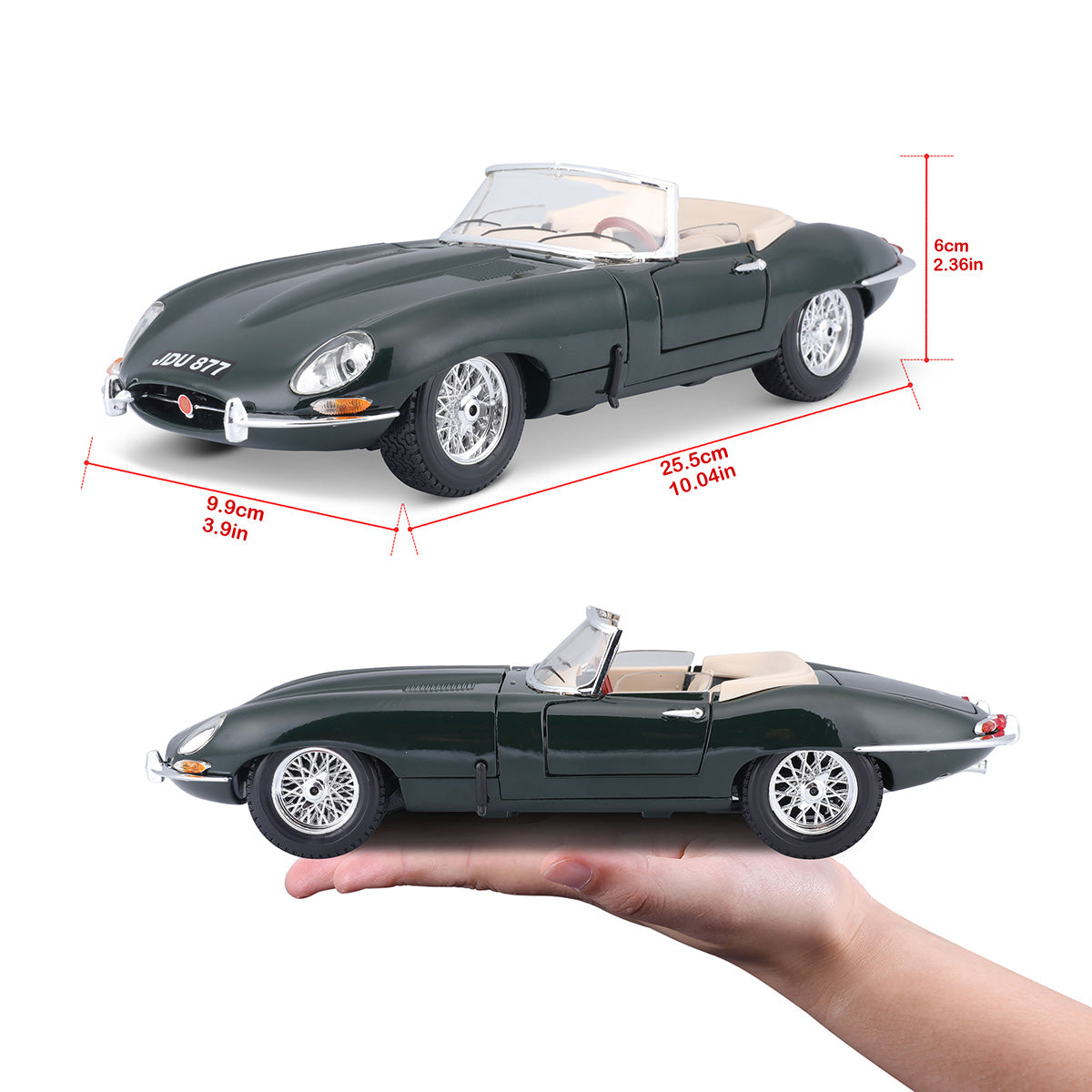 18-12046 - Bburago - 1:18 - 1961 Jaguar E-TYPE Cabrio - Verde