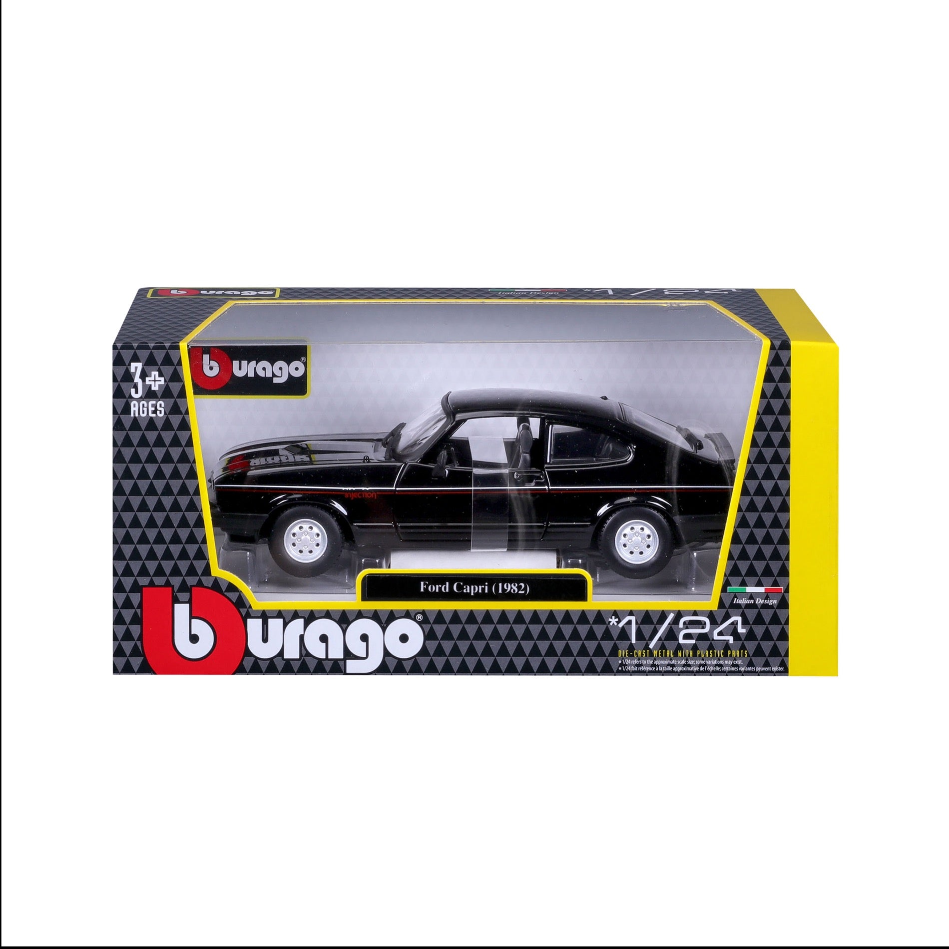 18-21093 Bburago - Ford Capri GT (1982), nera - Scala 1:24